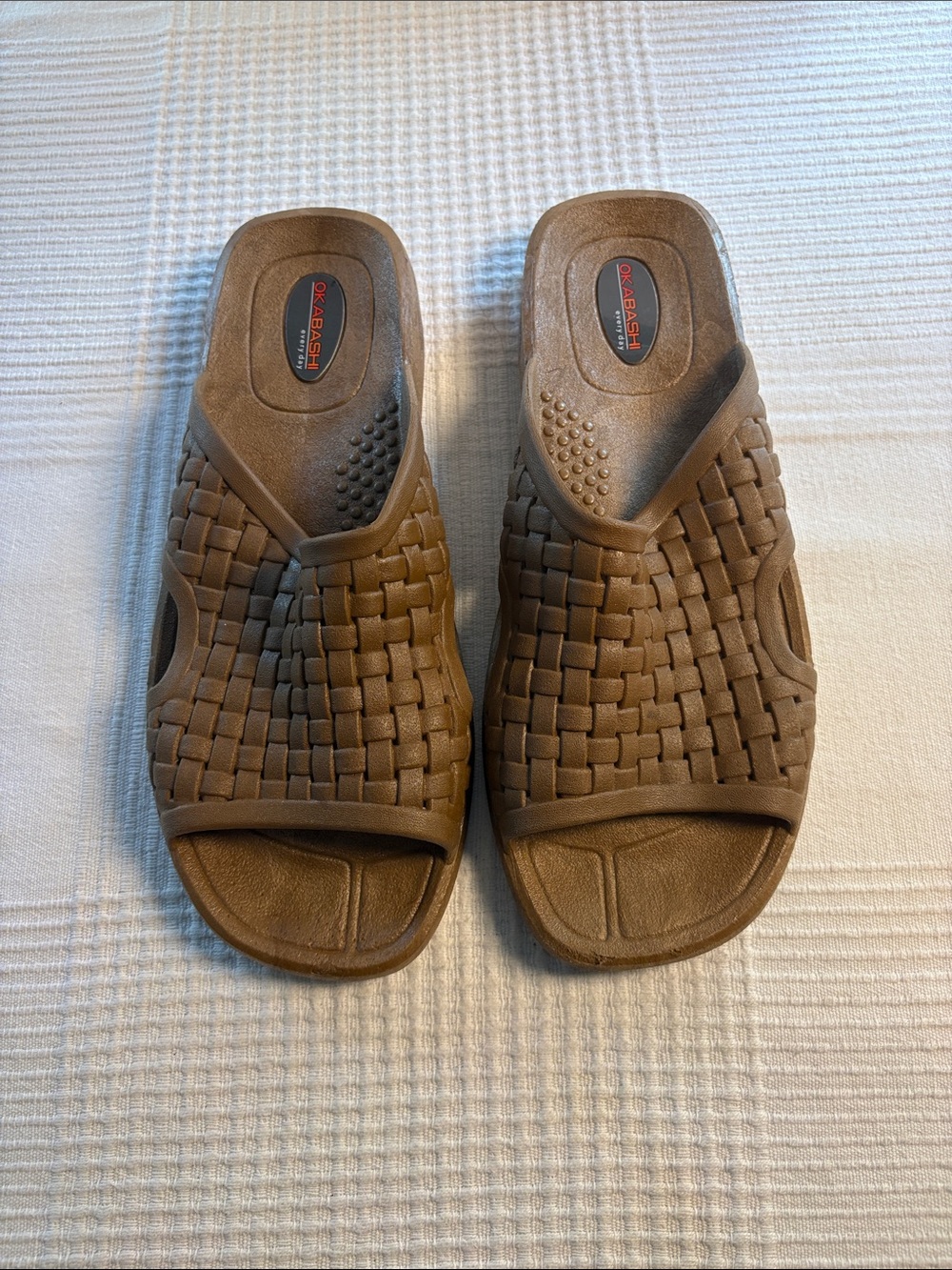 Okabashi Brown Men's Woven Slide Sandals